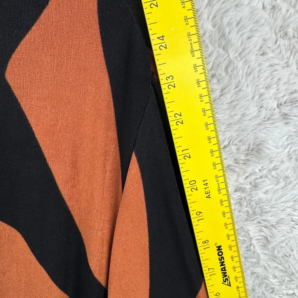 Chico's Travelers Top Womens 20/22 Rust Black Abstract Zipper Cuff Blouse